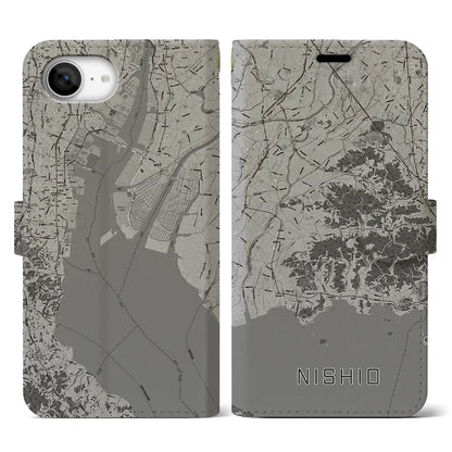 【西尾2（愛知県）】地図柄iPhoneケース（手帳タイプ）