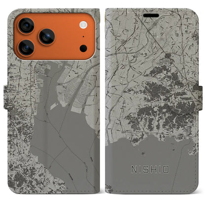 【西尾2（愛知県）】地図柄iPhoneケース（手帳タイプ）