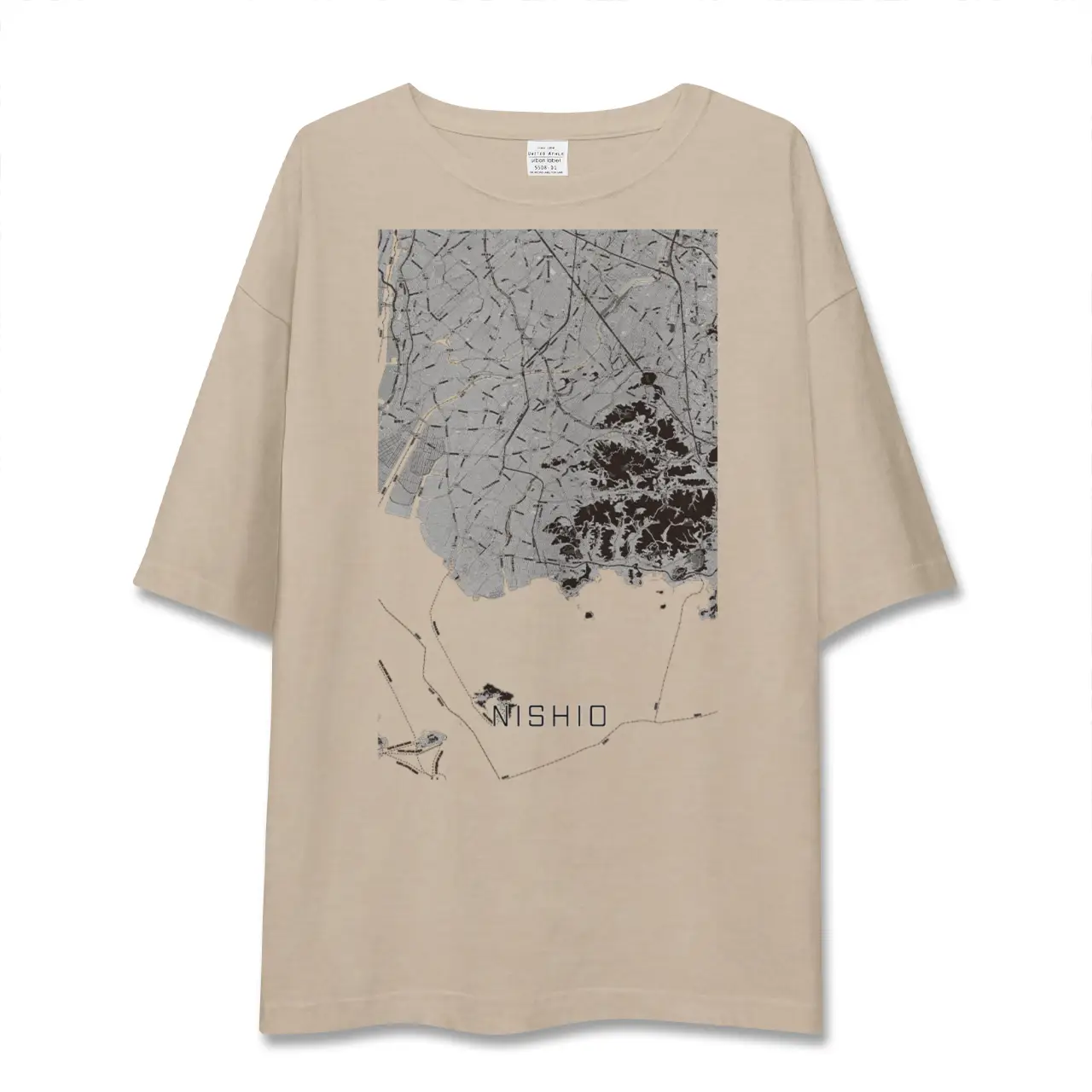 【西尾2（愛知県）】地図柄ビッグシルエットTシャツ