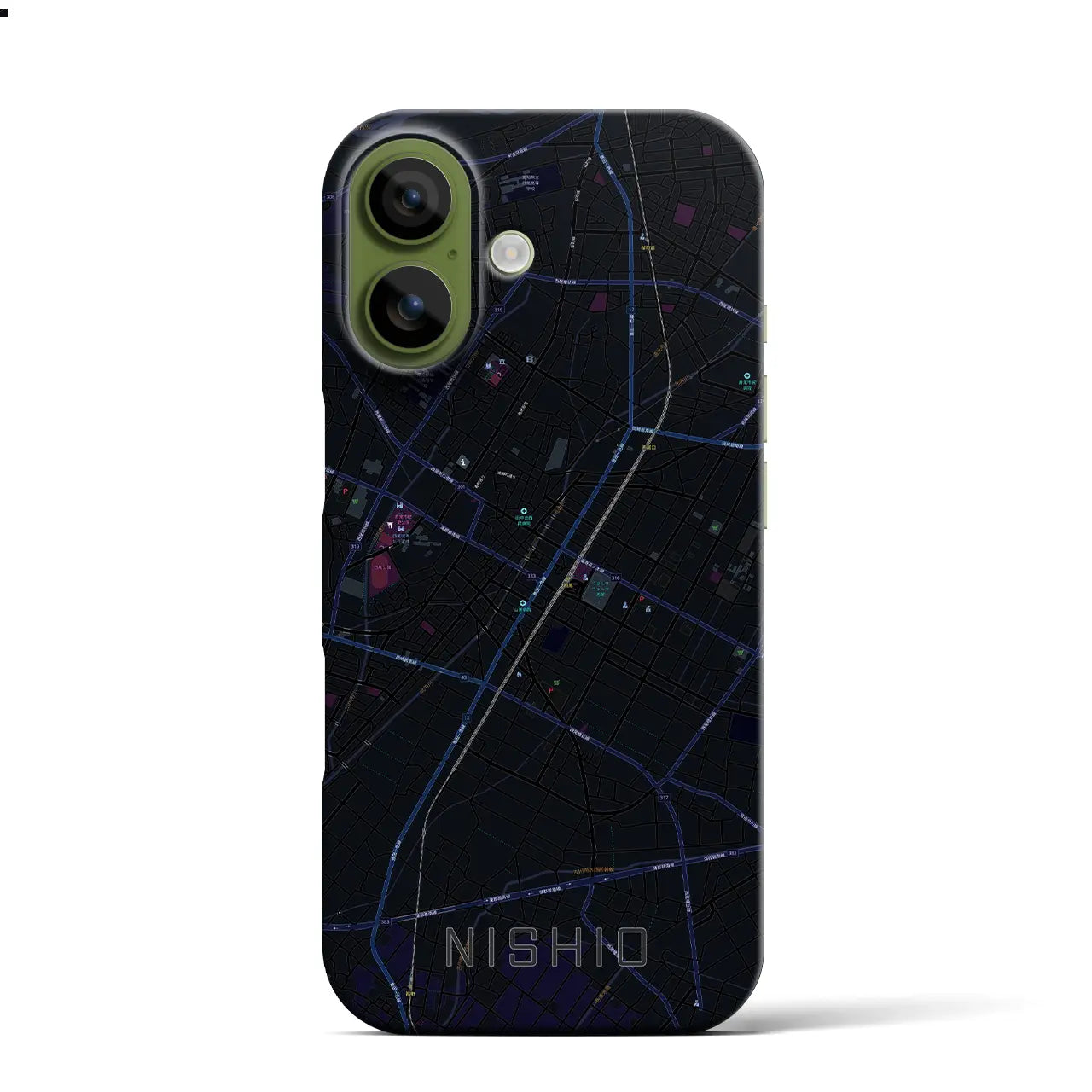 【西尾（愛知県）】地図柄iPhoneケース（バックカバータイプ）