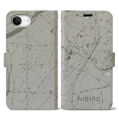 【西尾（愛知県）】地図柄iPhoneケース（手帳タイプ）