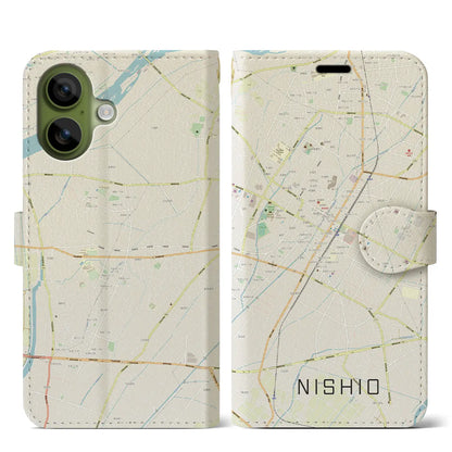 【西尾（愛知県）】地図柄iPhoneケース（手帳タイプ）