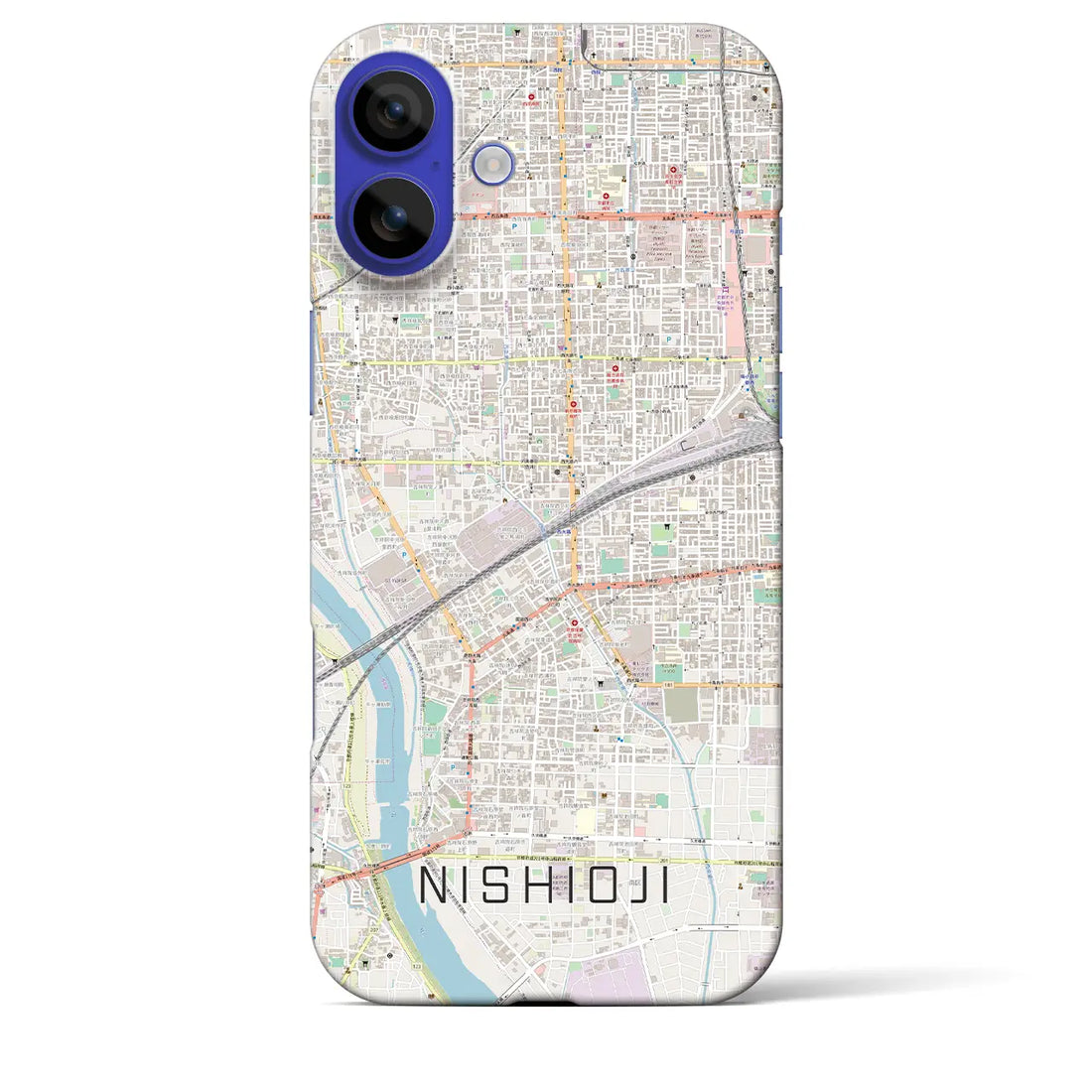 【西大路（京都府）】地図柄iPhoneケース（バックカバータイプ）ナチュラル・iPhone 16 Pro Max 用