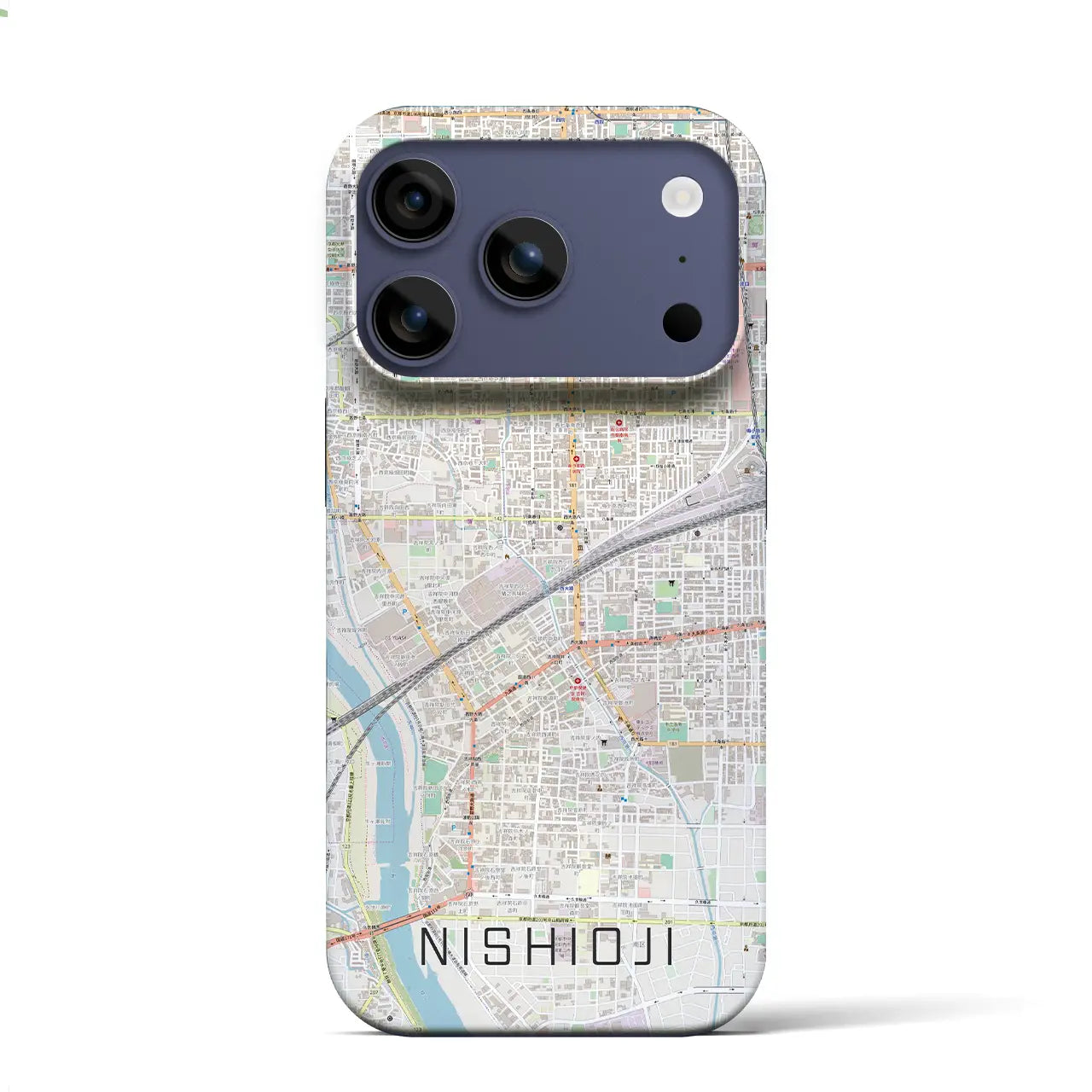 【西大路（京都府）】地図柄iPhoneケース（バックカバータイプ）