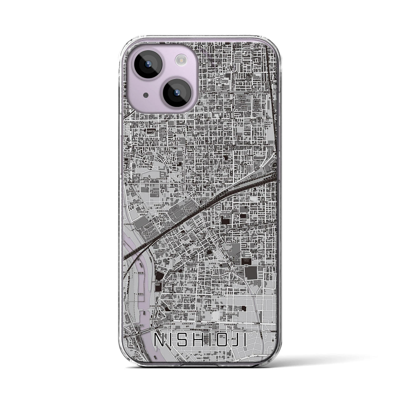 【西大路（京都府）】地図柄iPhoneケース（クリアタイプ）