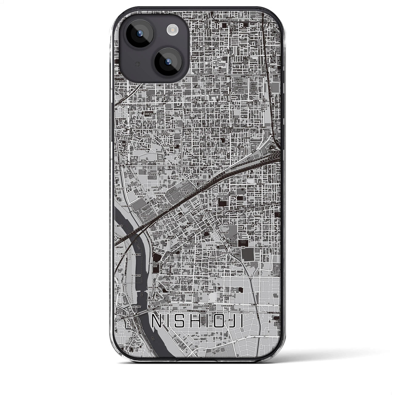 【西大路（京都府）】地図柄iPhoneケース（クリアタイプ）