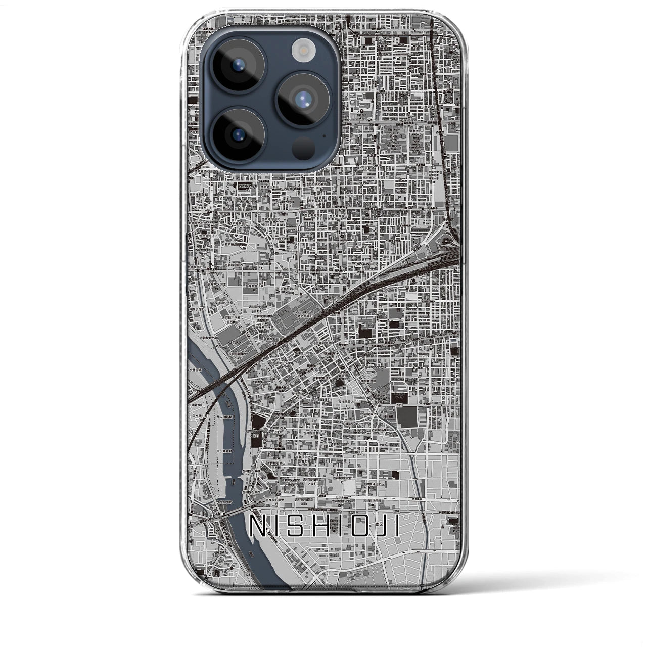 【西大路（京都府）】地図柄iPhoneケース（クリアタイプ）