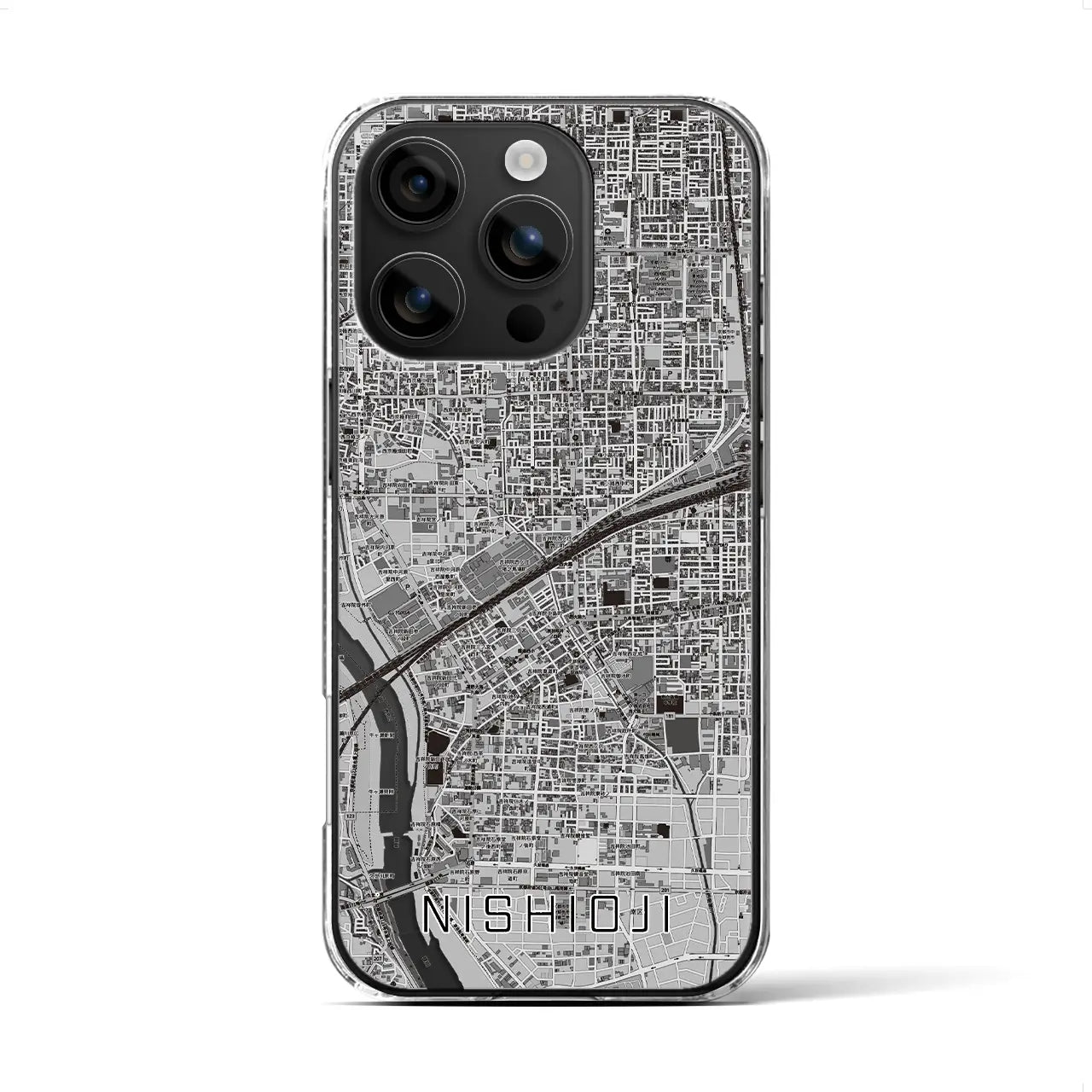 【西大路（京都府）】地図柄iPhoneケース（クリアタイプ）