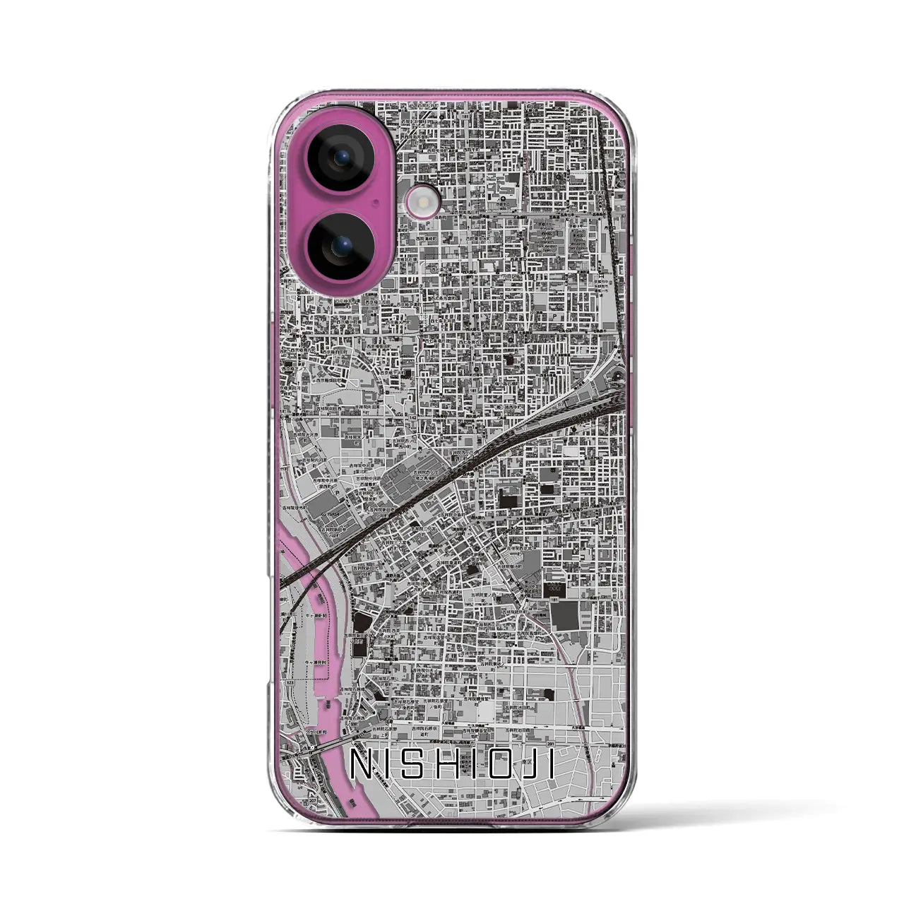 【西大路（京都府）】地図柄iPhoneケース（クリアタイプ）