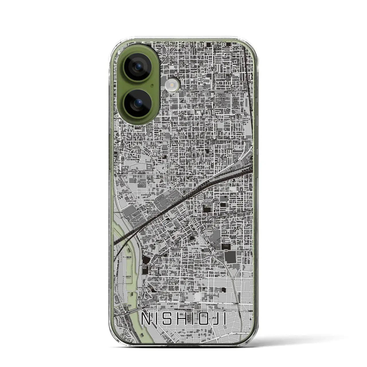 【西大路（京都府）】地図柄iPhoneケース（クリアタイプ）