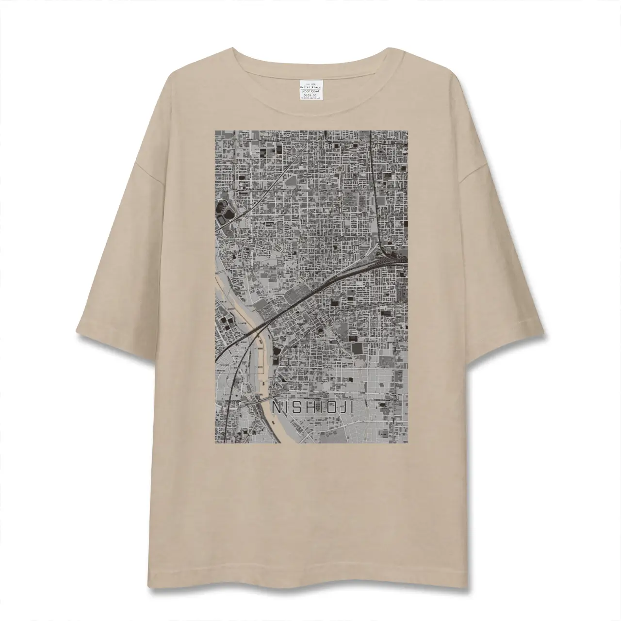 【西大路（京都府）】地図柄ビッグシルエットTシャツ