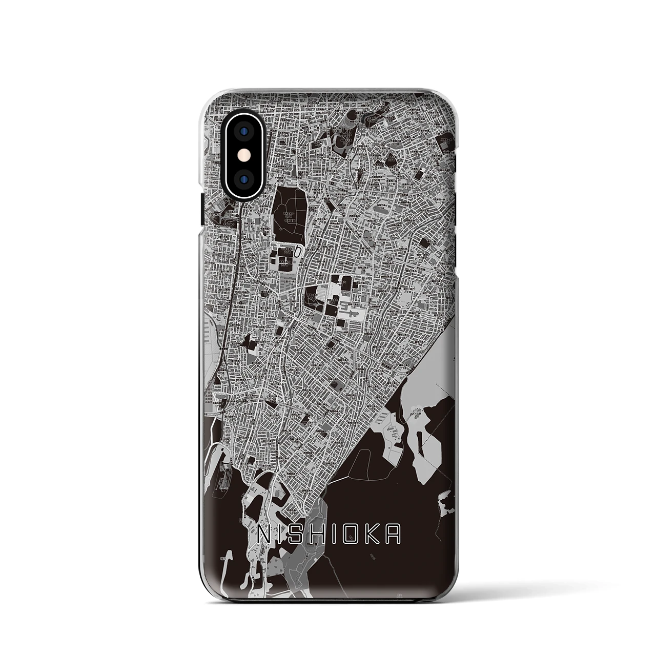 【西岡（北海道）】地図柄iPhoneケース（クリアタイプ）モノトーン・iPhone XS / X 用