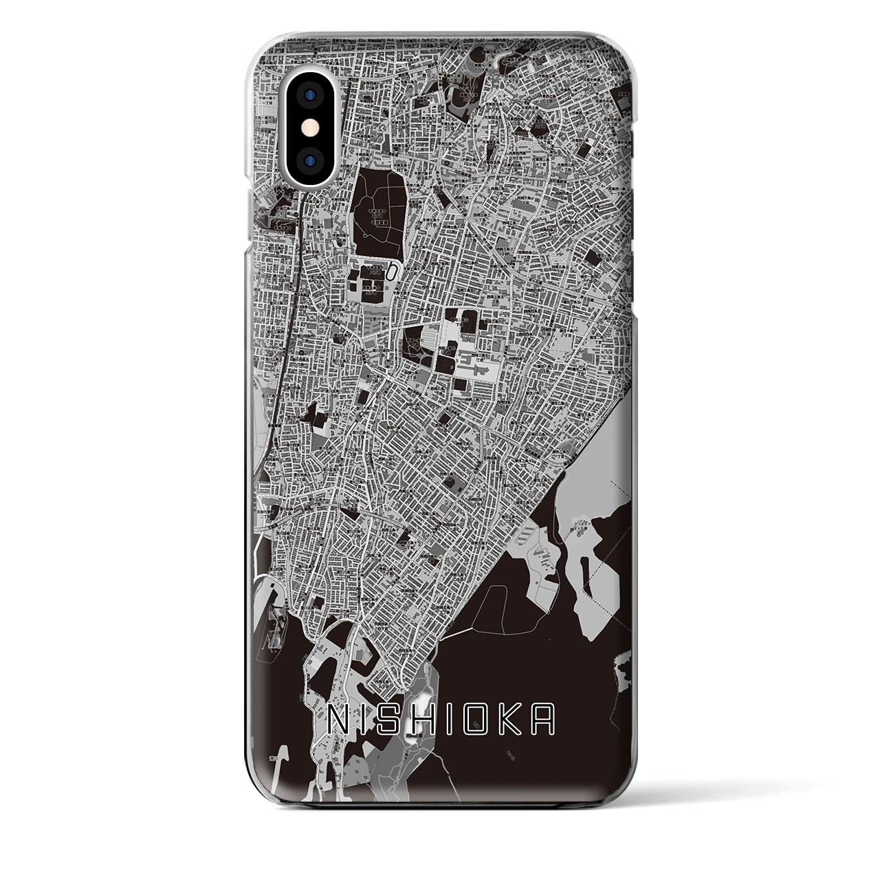 【西岡（北海道）】地図柄iPhoneケース（クリアタイプ）モノトーン・iPhone XS Max 用