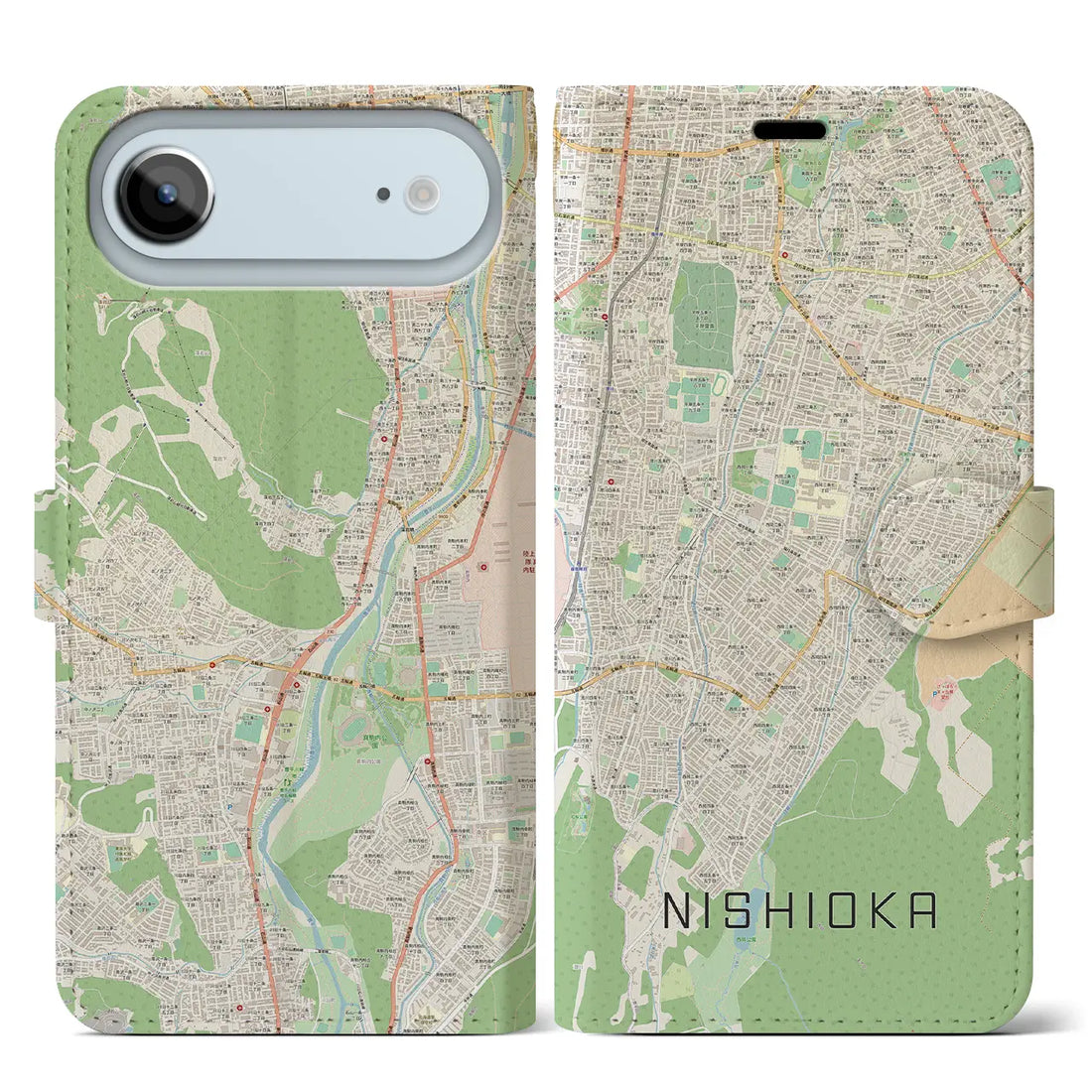 【西岡（北海道）】地図柄iPhoneケース（手帳タイプ）モノトーン・iPhone 17 Pro Max 用