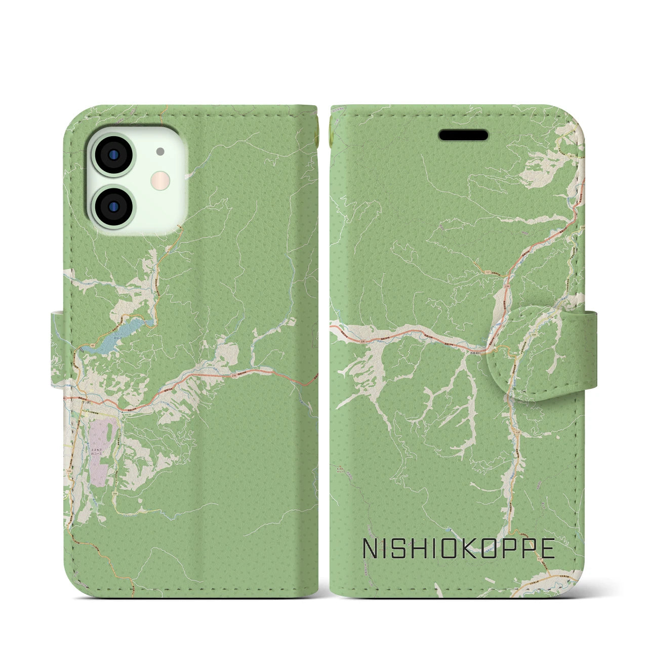 【西興部（北海道）】地図柄iPhoneケース（手帳タイプ）