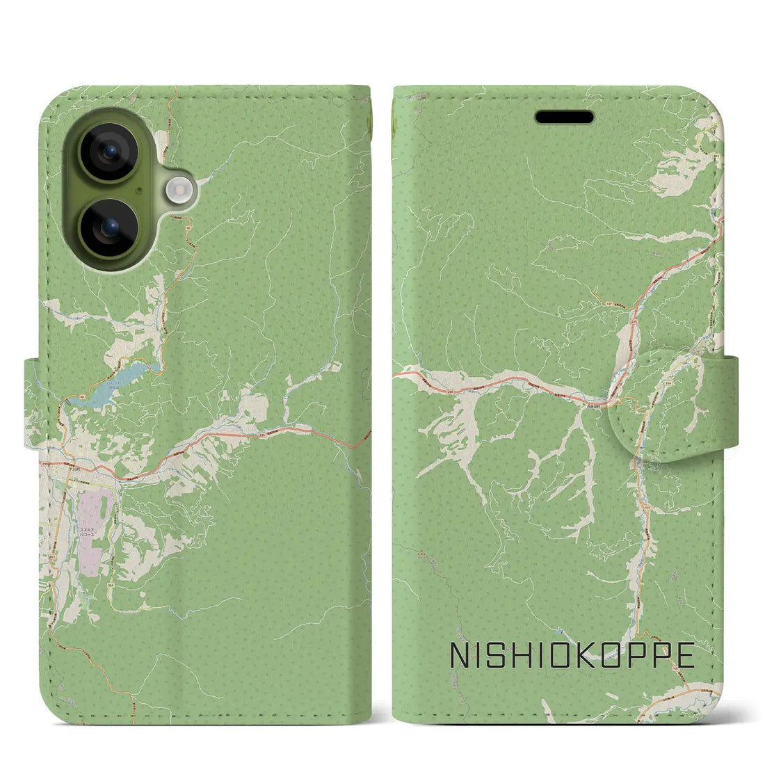 【西興部（北海道）】地図柄iPhoneケース（手帳タイプ）モノトーン・iPhone 17 Pro Max 用