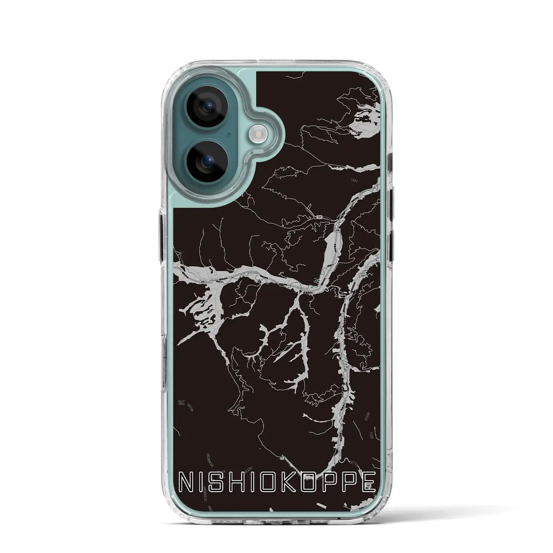 【西興部（北海道）】地図柄iPhoneケース（MagSafeタイプ）モノトーン・iPhone 16 Pro 用