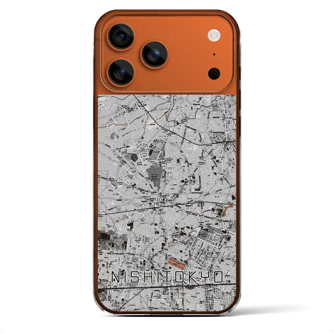 【西東京(東京都)】地図柄iPhoneケース(クリアタイプ)モノトーン・iPhone 17 Pro Max 用