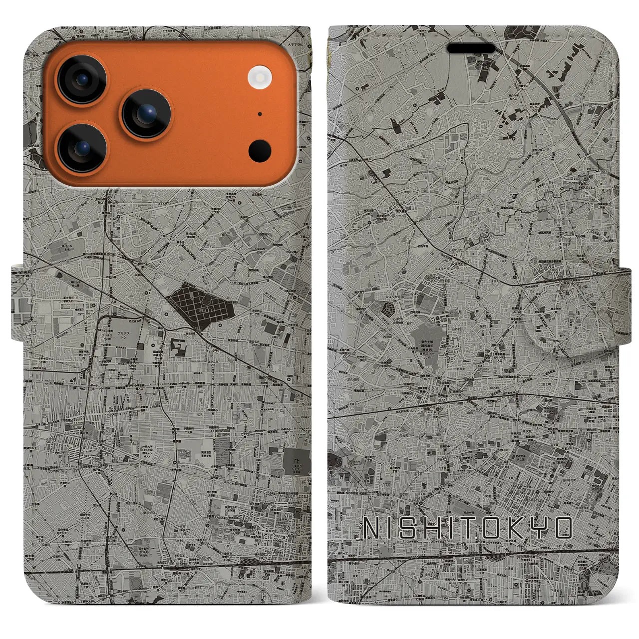 【西東京（東京都）】地図柄iPhoneケース（手帳タイプ）