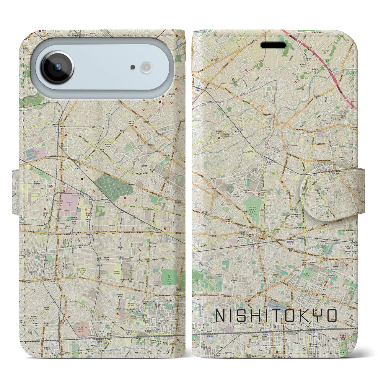 【西東京（東京都）】地図柄iPhoneケース（手帳タイプ）