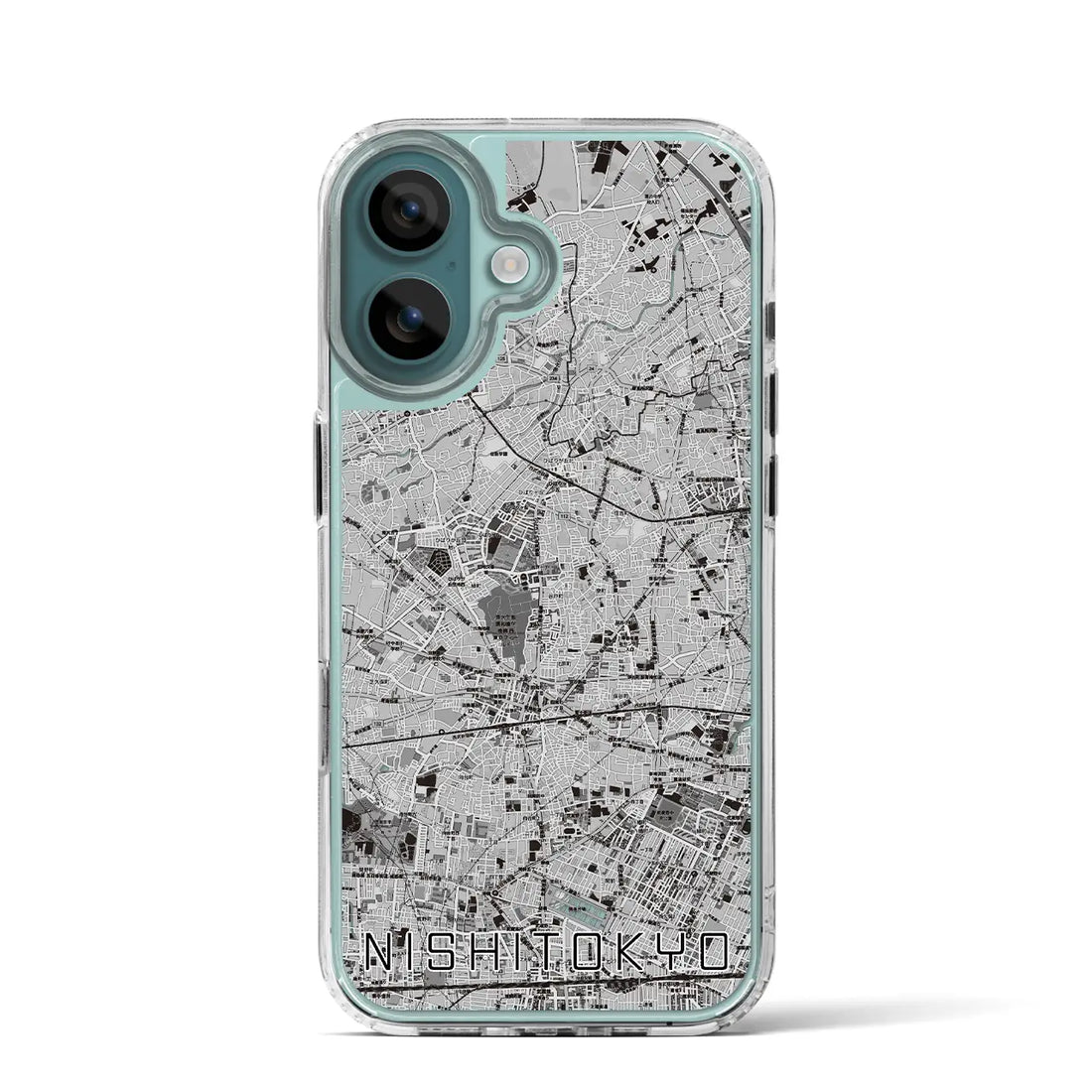 【西東京（東京都）】地図柄iPhoneケース（MagSafeタイプ）モノトーン・iPhone 16 Pro 用