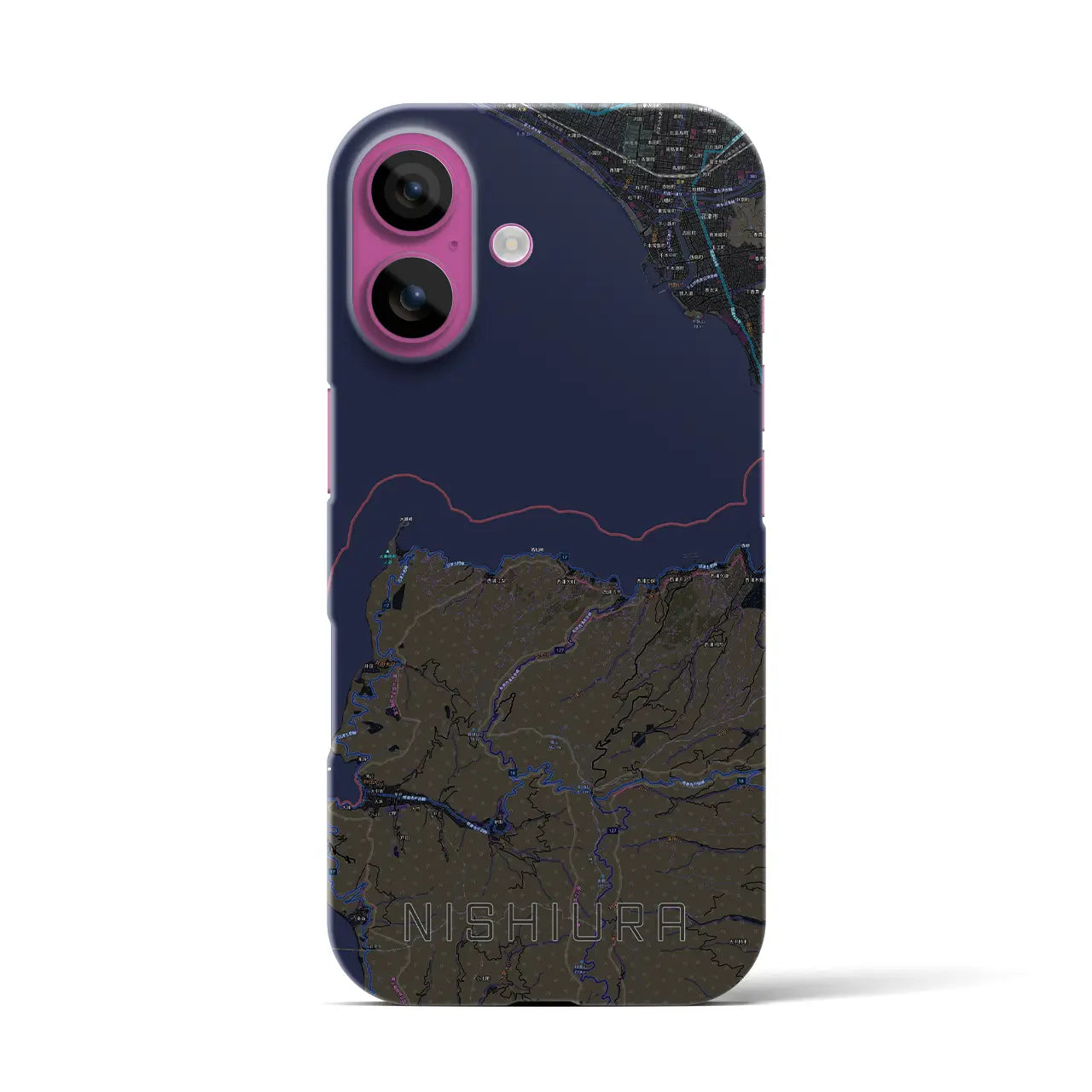 【西浦（静岡県）】地図柄iPhoneケース（バックカバータイプ）