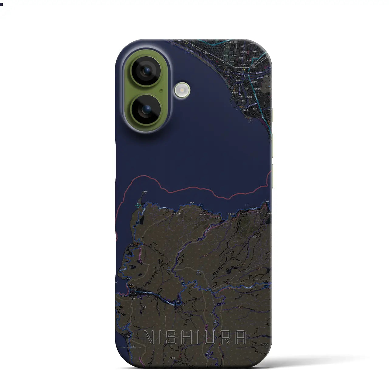 【西浦（静岡県）】地図柄iPhoneケース（バックカバータイプ）