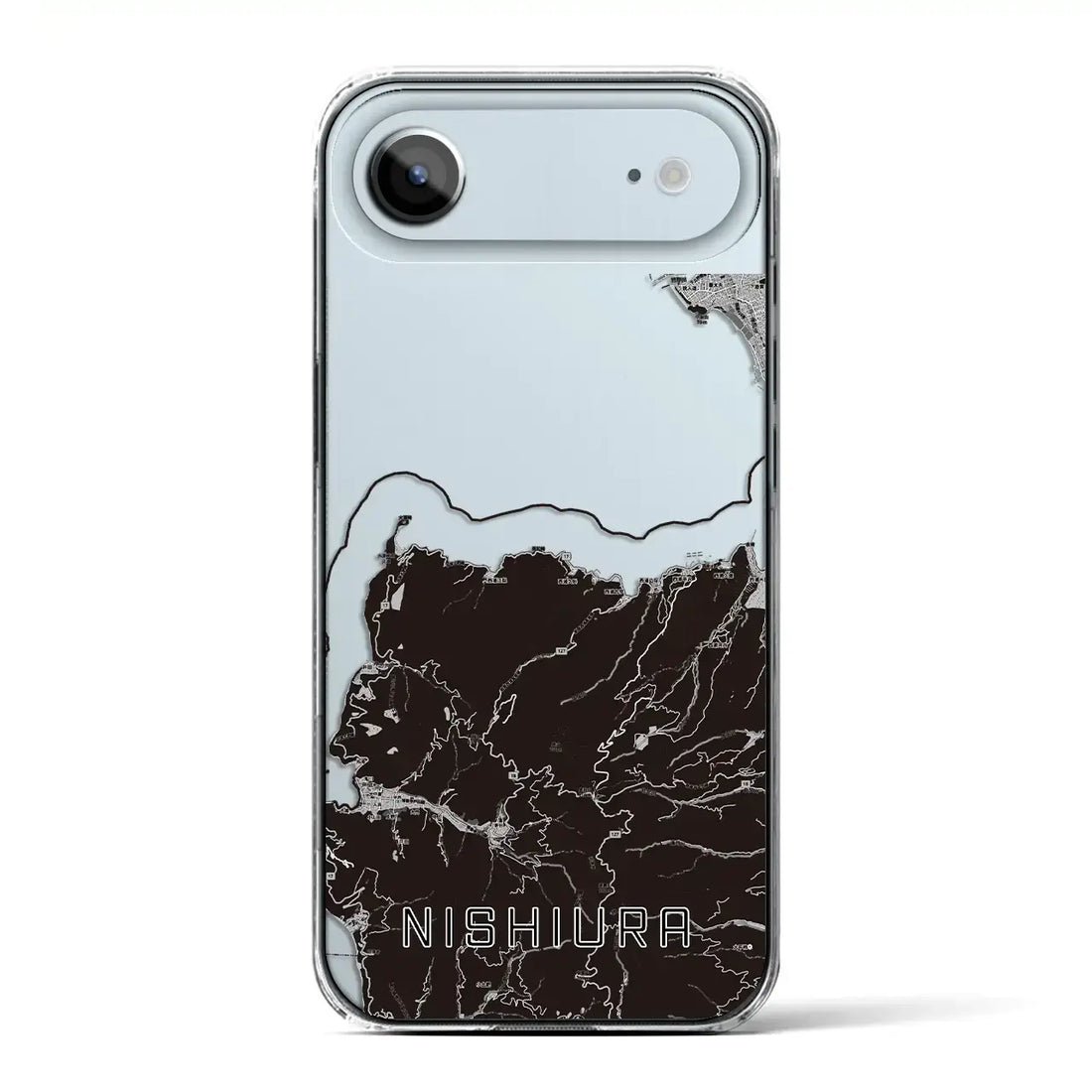 【西浦(静岡県)】地図柄iPhoneケース(クリアタイプ)モノトーン・iPhone 17 Pro Max 用