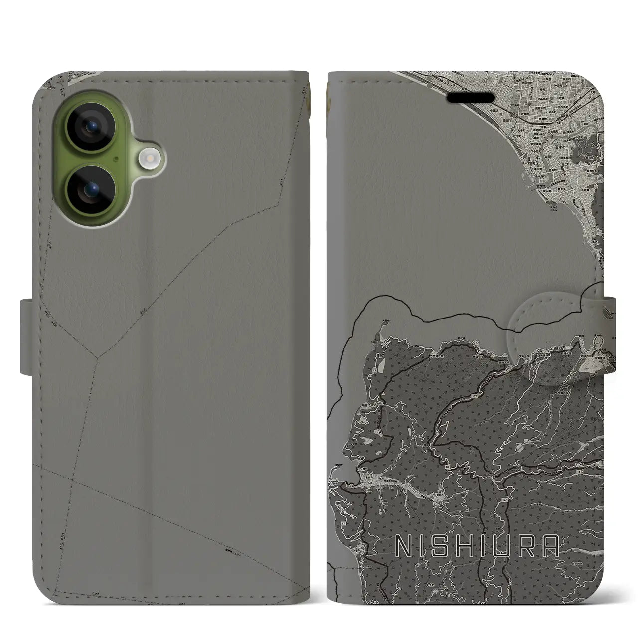 【西浦（静岡県）】地図柄iPhoneケース（手帳タイプ）