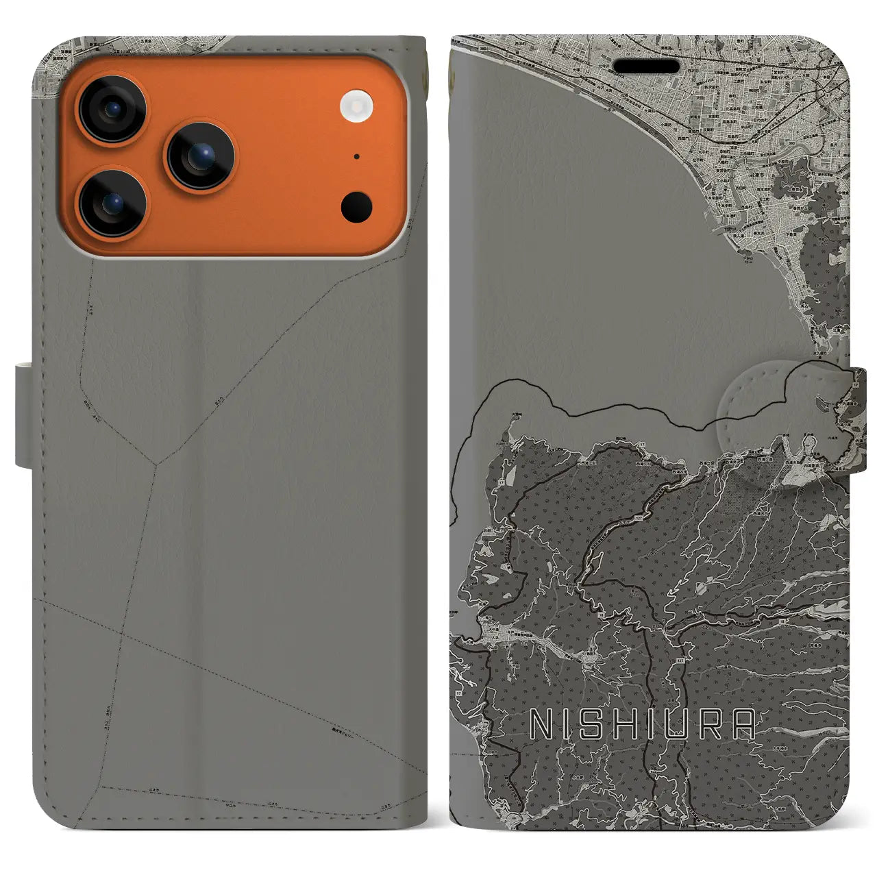 【西浦（静岡県）】地図柄iPhoneケース（手帳タイプ）