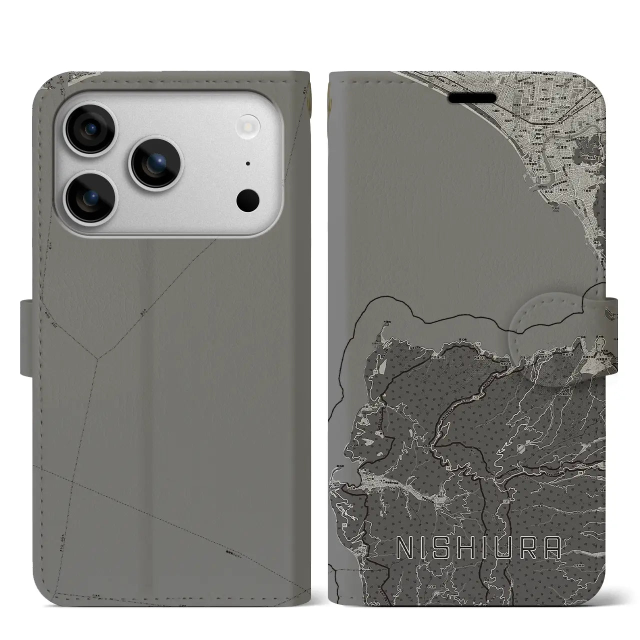 【西浦（静岡県）】地図柄iPhoneケース（手帳タイプ）