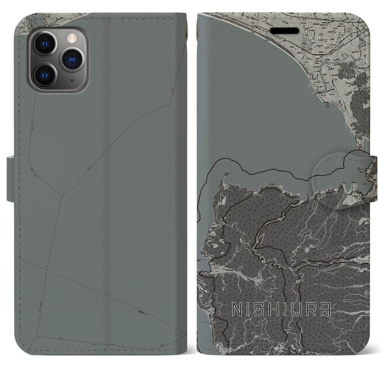 【西浦（静岡県）】地図柄iPhoneケース（手帳タイプ）