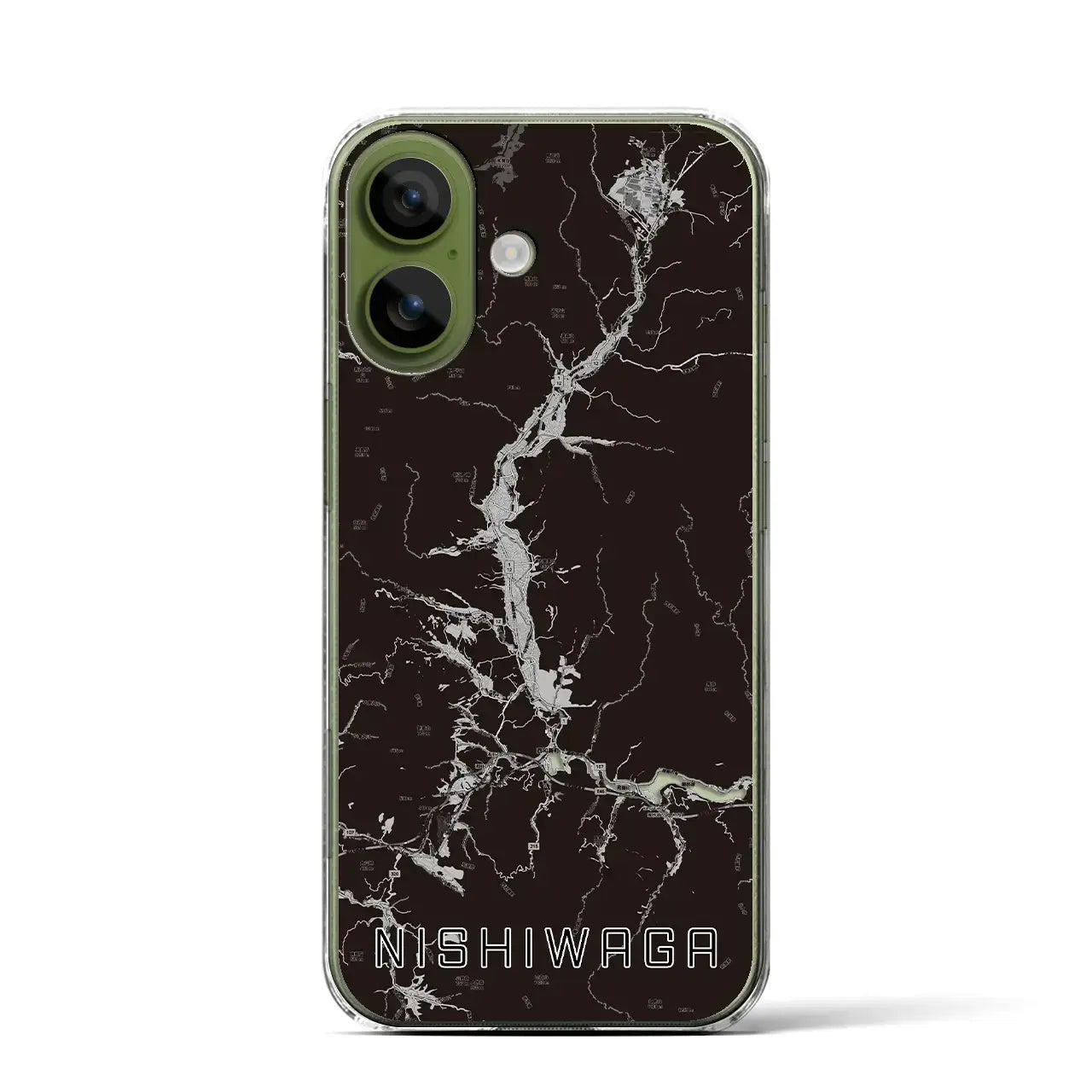 【西和賀（岩手県）】地図柄iPhoneケース（クリアタイプ）