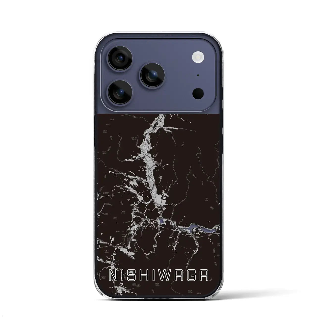 【西和賀（岩手県）】地図柄iPhoneケース（クリアタイプ）モノトーン・iPhone 17 Pro Max 用