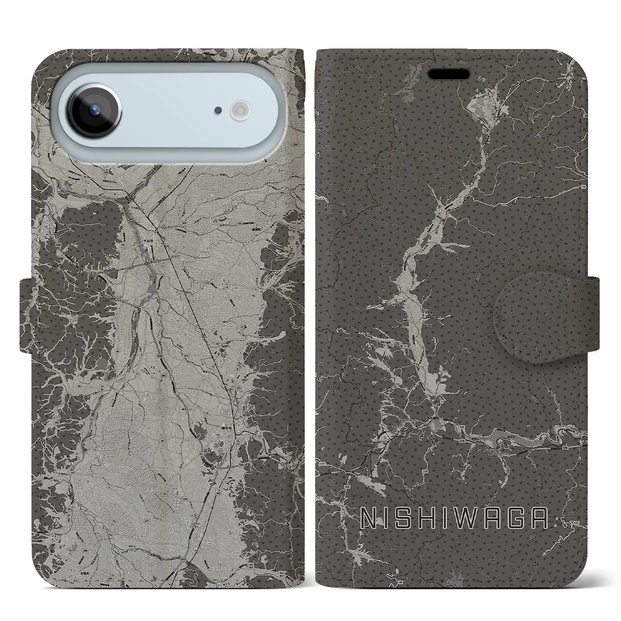 【西和賀（岩手県）】地図柄iPhoneケース（手帳タイプ）