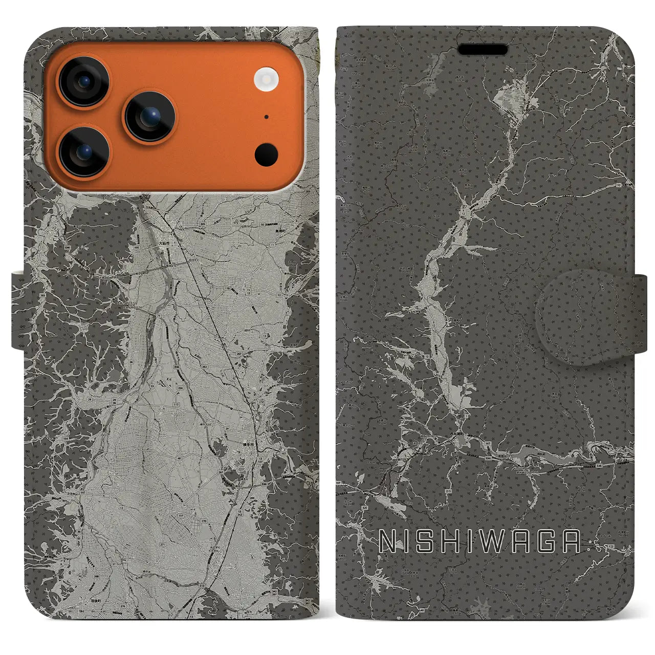 【西和賀（岩手県）】地図柄iPhoneケース（手帳タイプ）