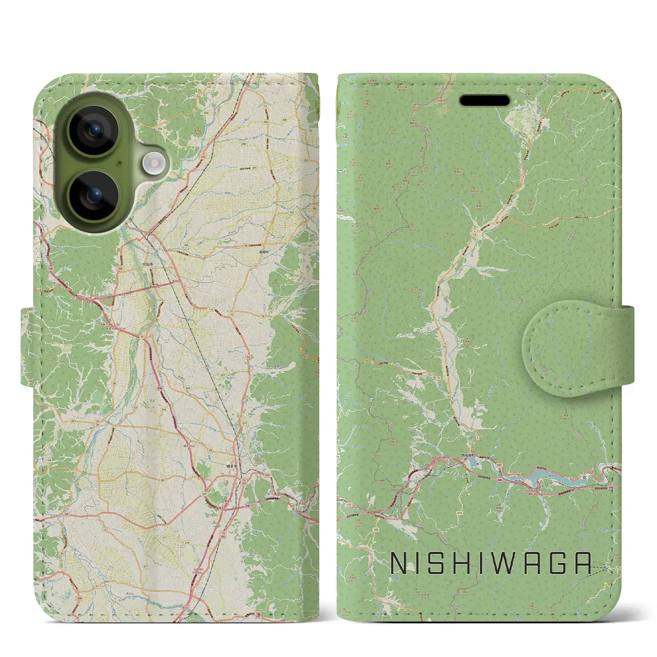 【西和賀（岩手県）】地図柄iPhoneケース（手帳タイプ）