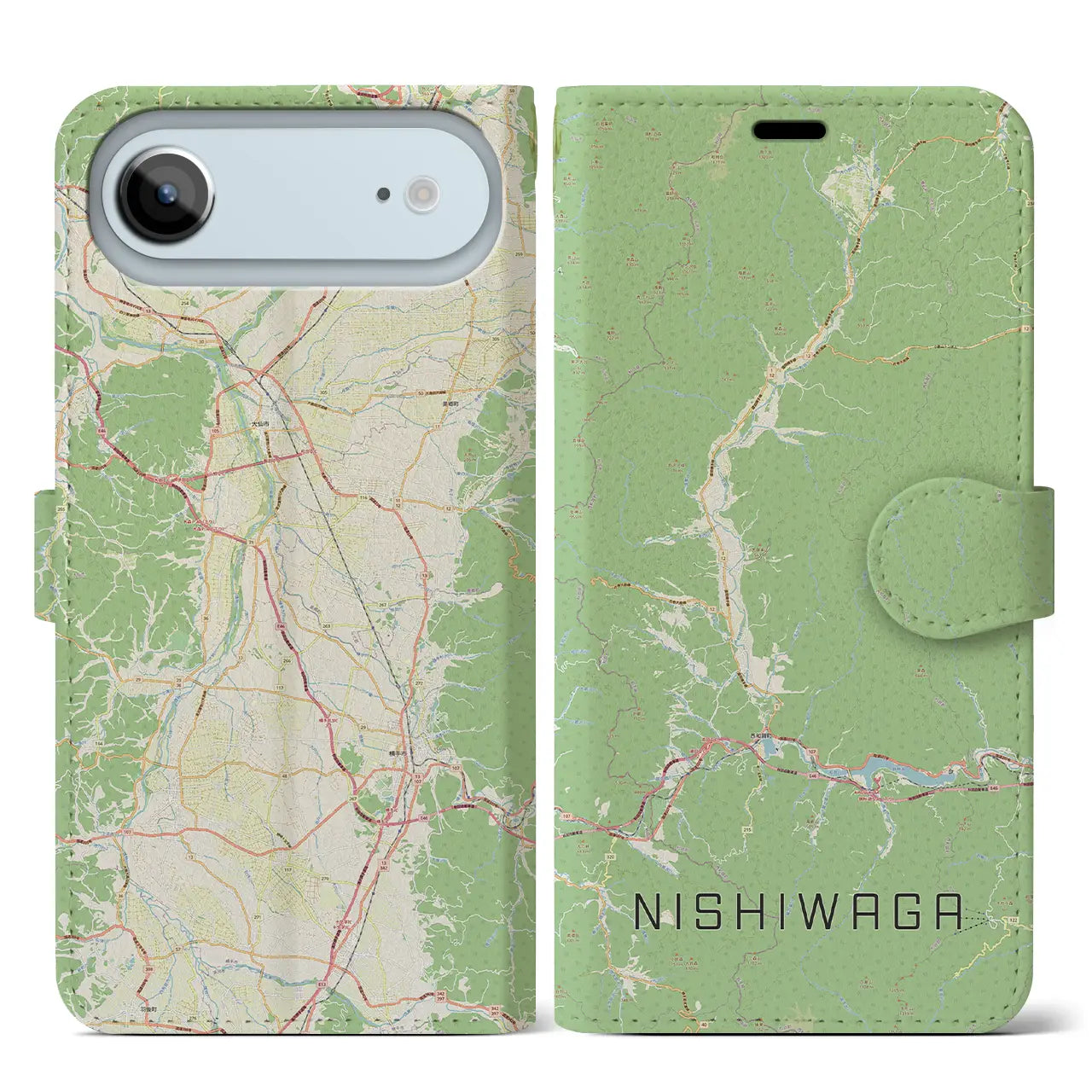 【西和賀（岩手県）】地図柄iPhoneケース（手帳タイプ）