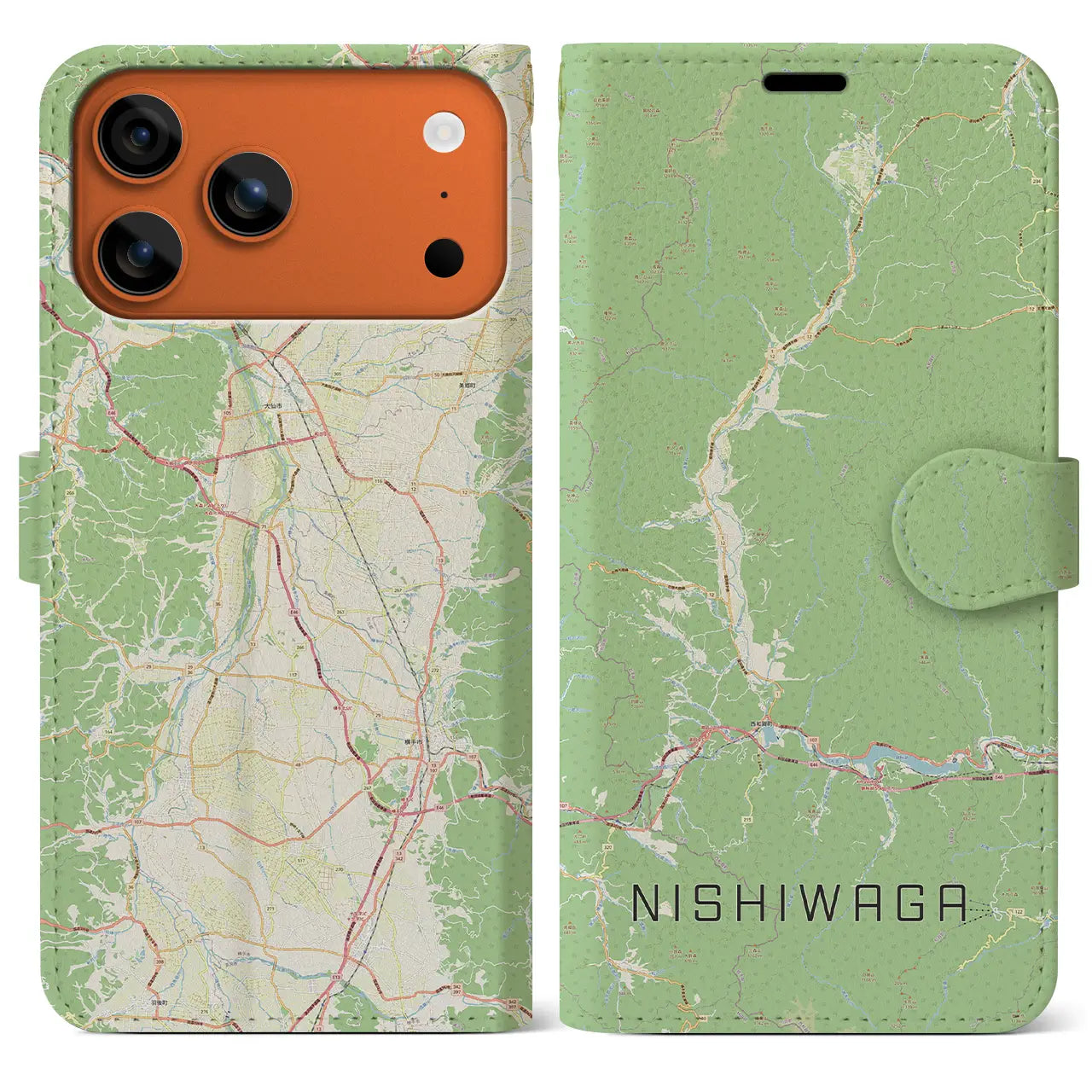 【西和賀（岩手県）】地図柄iPhoneケース（手帳タイプ）