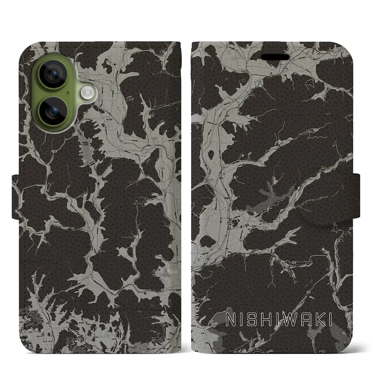 【西脇（兵庫県）】地図柄iPhoneケース（手帳タイプ）