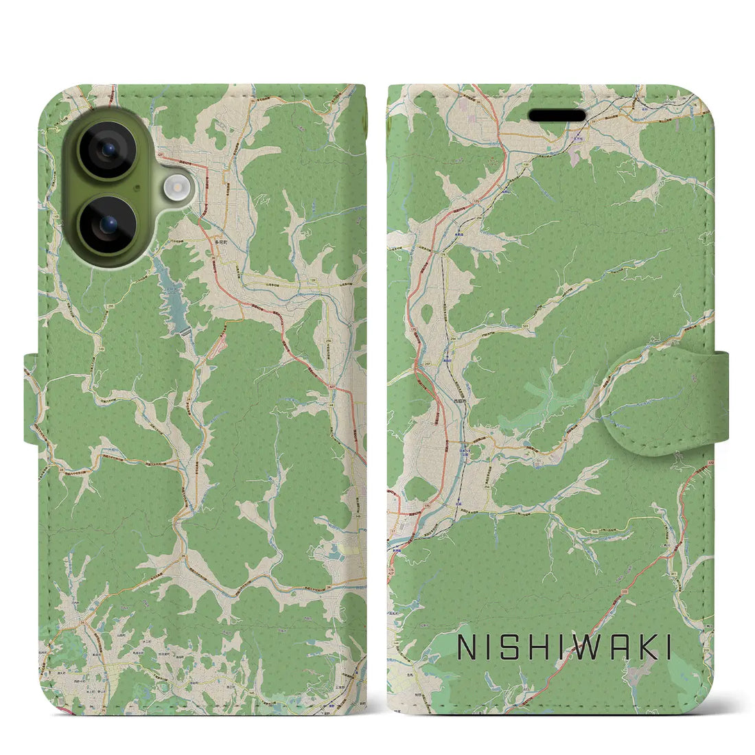 【西脇（兵庫県）】地図柄iPhoneケース（手帳タイプ）ナチュラル・iPhone 17 Pro Max 用