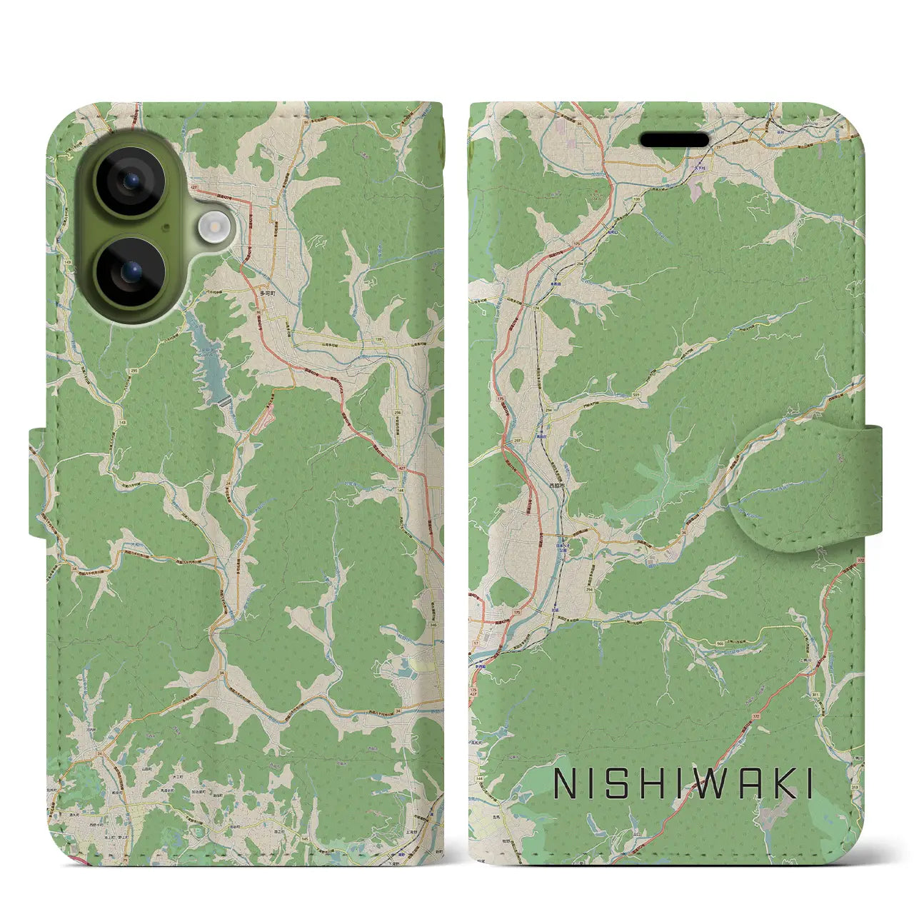 【西脇（兵庫県）】地図柄iPhoneケース（手帳タイプ）