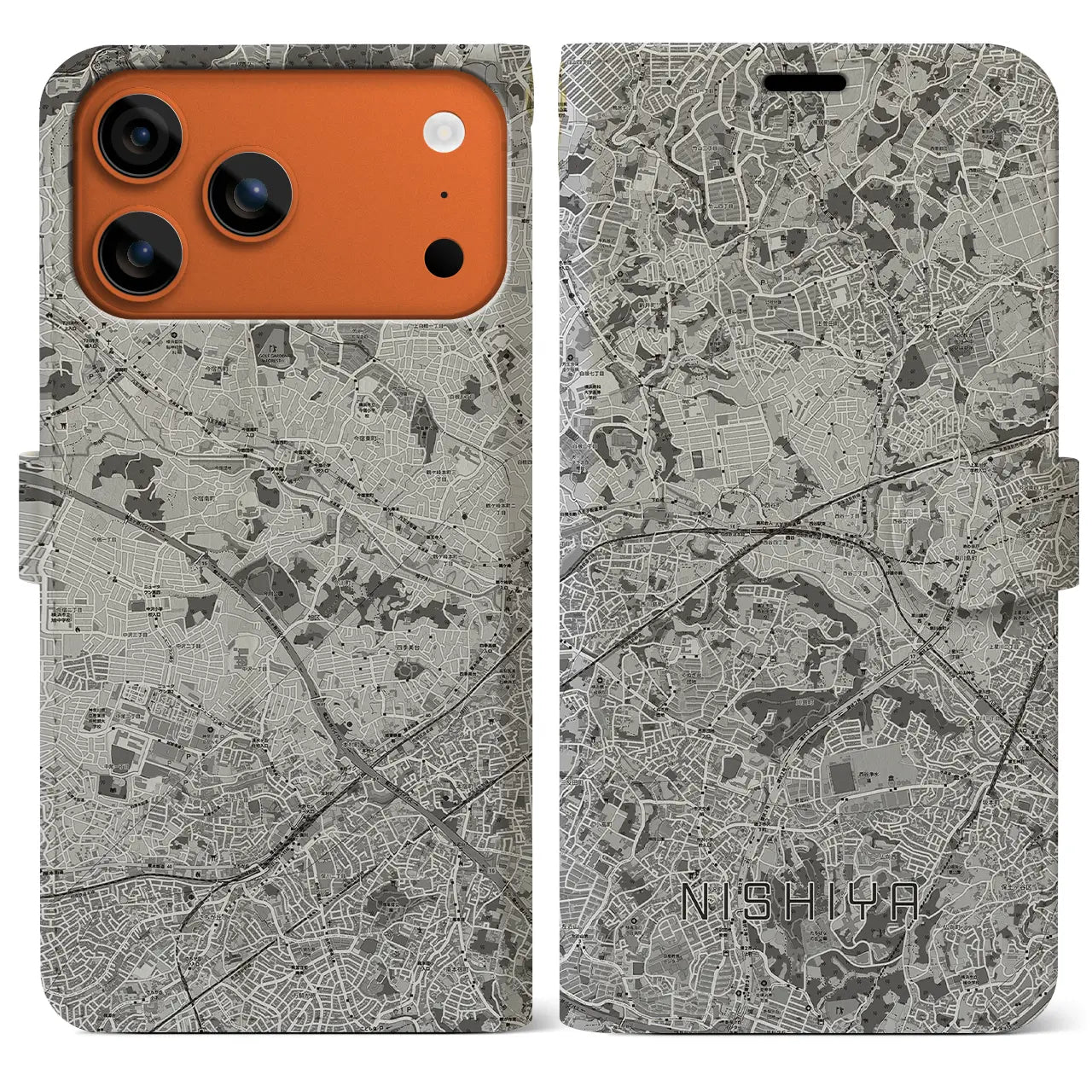 【西谷（神奈川県）】地図柄iPhoneケース（手帳タイプ）