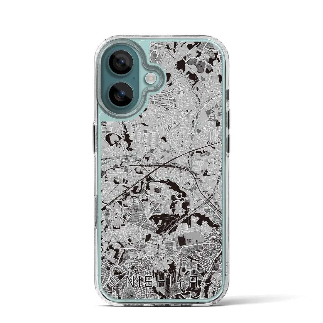 【西谷（神奈川県）】地図柄iPhoneケース（MagSafeタイプ）モノトーン・iPhone 16 Pro 用