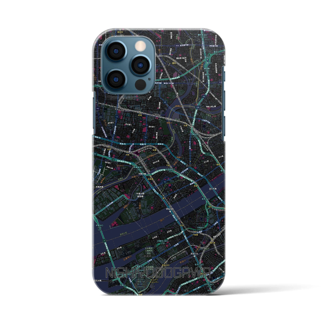 【西淀川（大阪府）】地図柄iPhoneケース（バックカバータイプ）