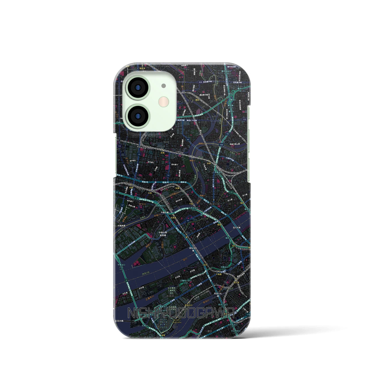 【西淀川（大阪府）】地図柄iPhoneケース（バックカバータイプ）