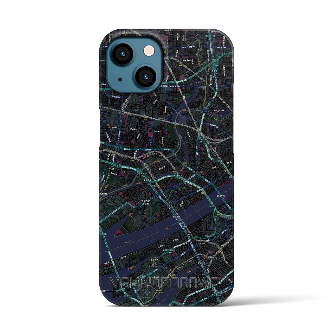 【西淀川（大阪府）】地図柄iPhoneケース（バックカバータイプ）