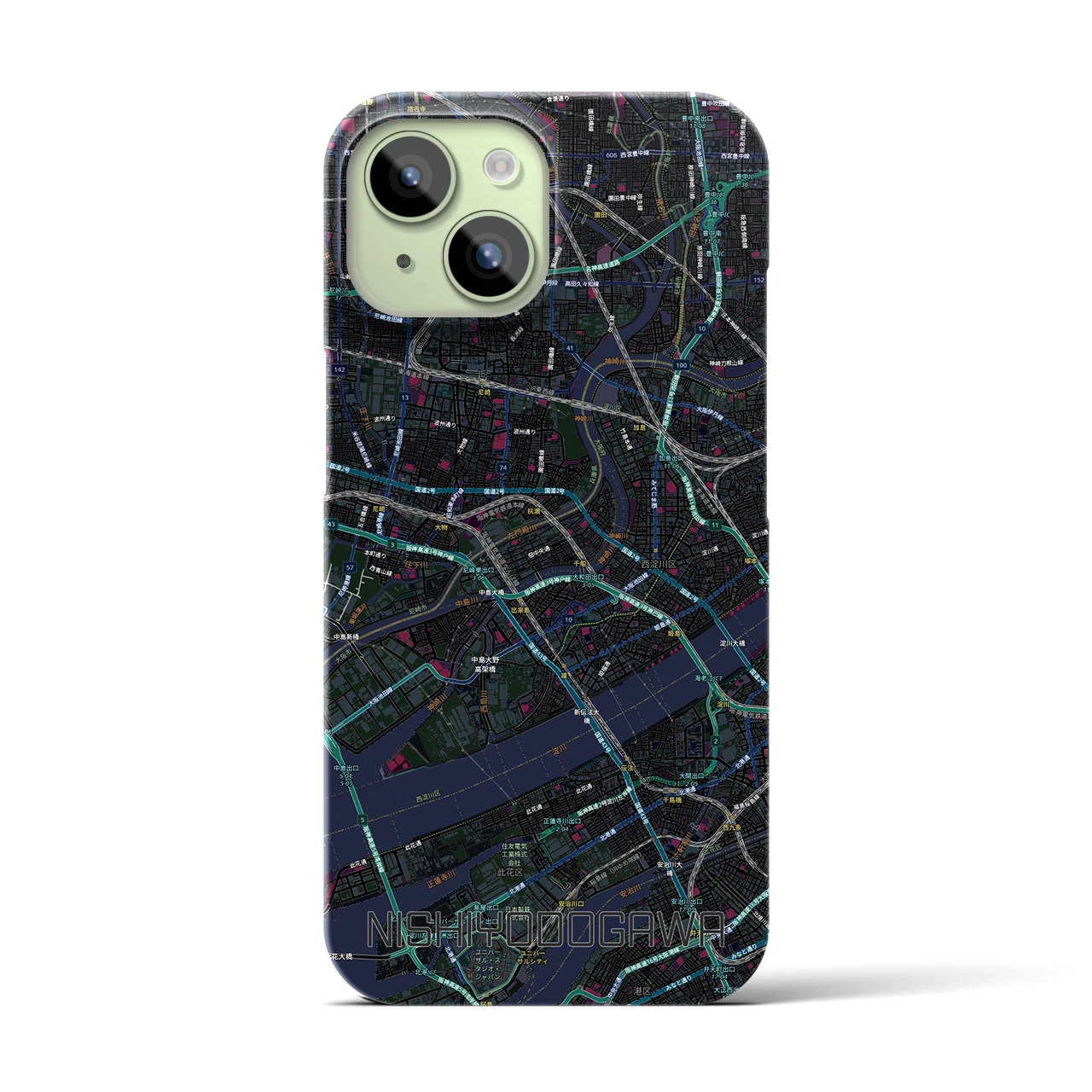 【西淀川（大阪府）】地図柄iPhoneケース（バックカバータイプ）