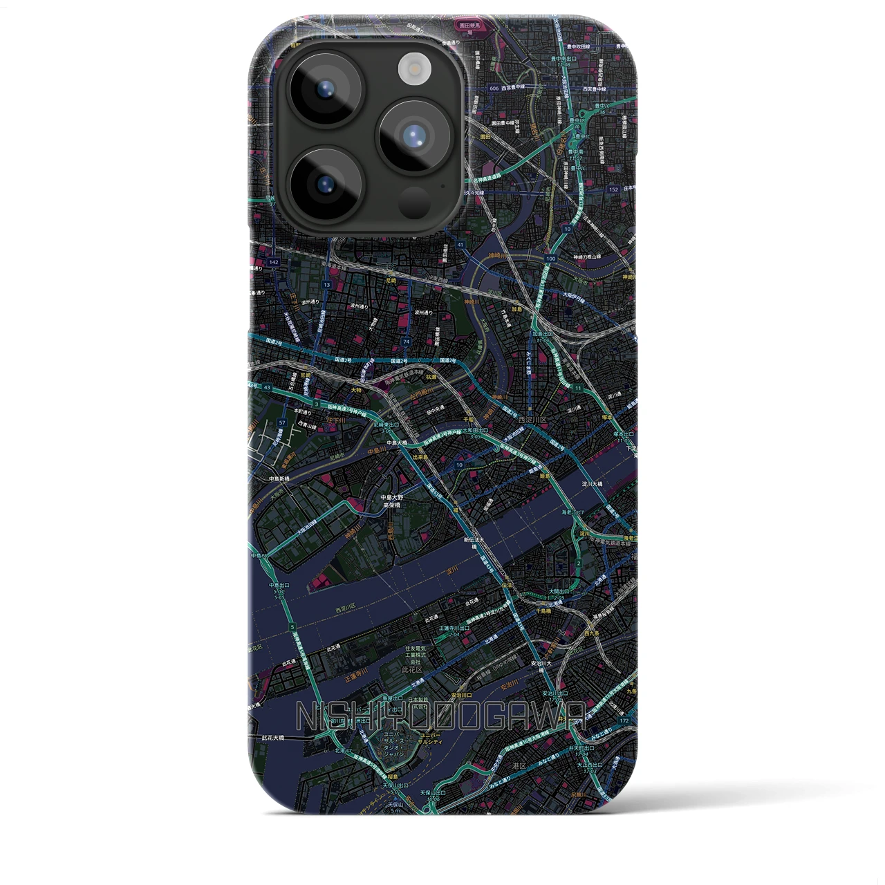 【西淀川（大阪府）】地図柄iPhoneケース（バックカバータイプ）