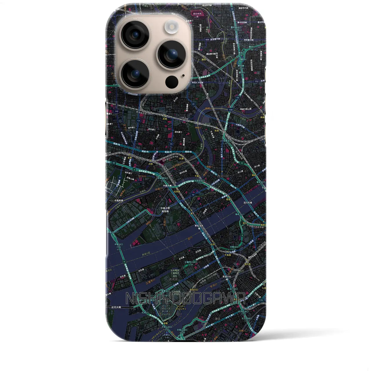 【西淀川（大阪府）】地図柄iPhoneケース（バックカバータイプ）